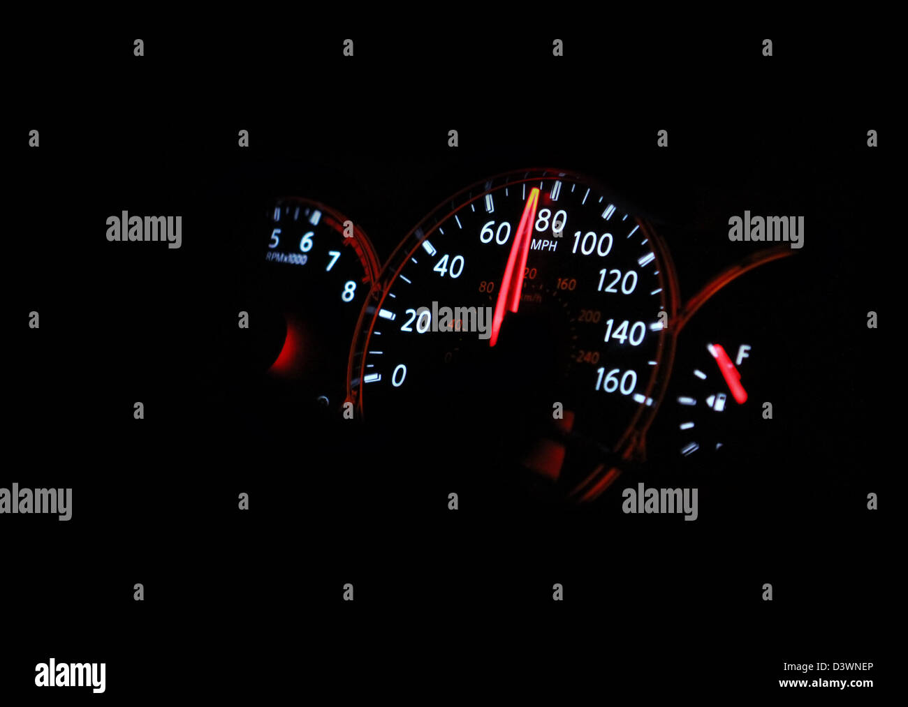 Speedometer passenger car, showing a higher speed Stock Photo Alamy