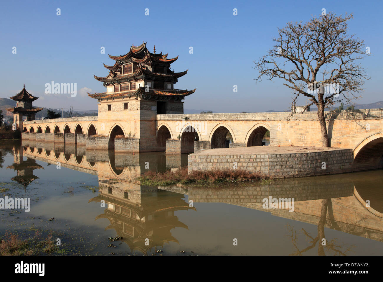 China, Yunnan, Jianshui, Twin Dragon Bridge, Stock Photo