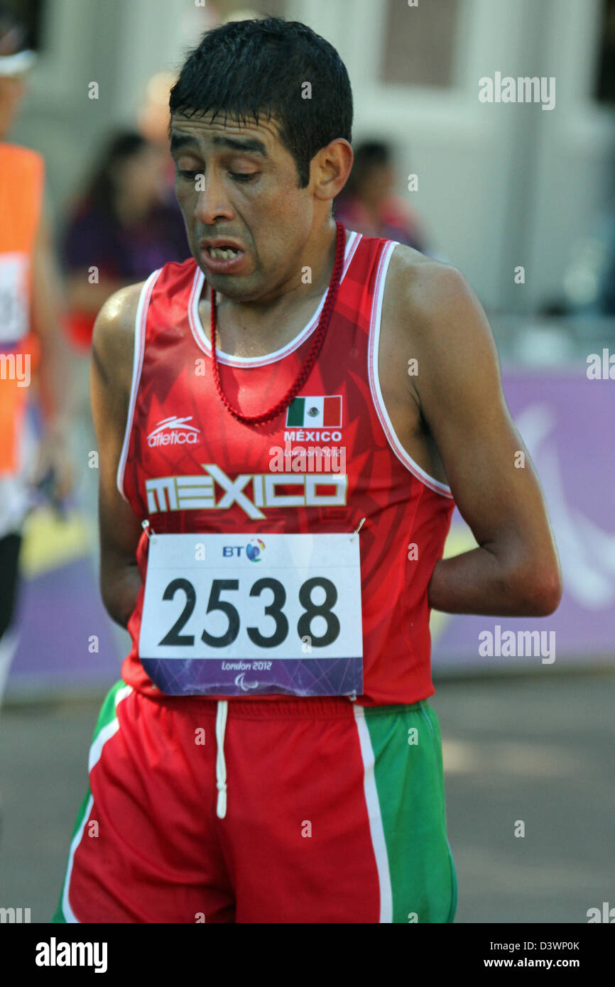 Pedro Meza Zempoaltecatl of Mexico in the mens marathon T46 in the Mall at the London 2012 Paralympic games Stock Photo