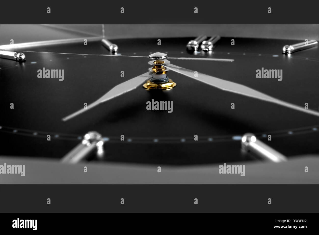 The black clockface is photographed closeup Stock Photo Alamy