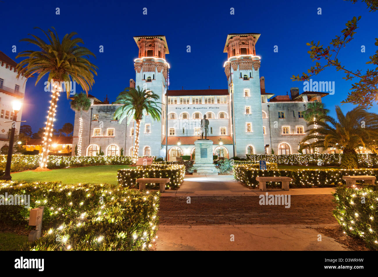 St. Augustine Florida Nights of Lights. Alcazar Hotel built in 1888 is