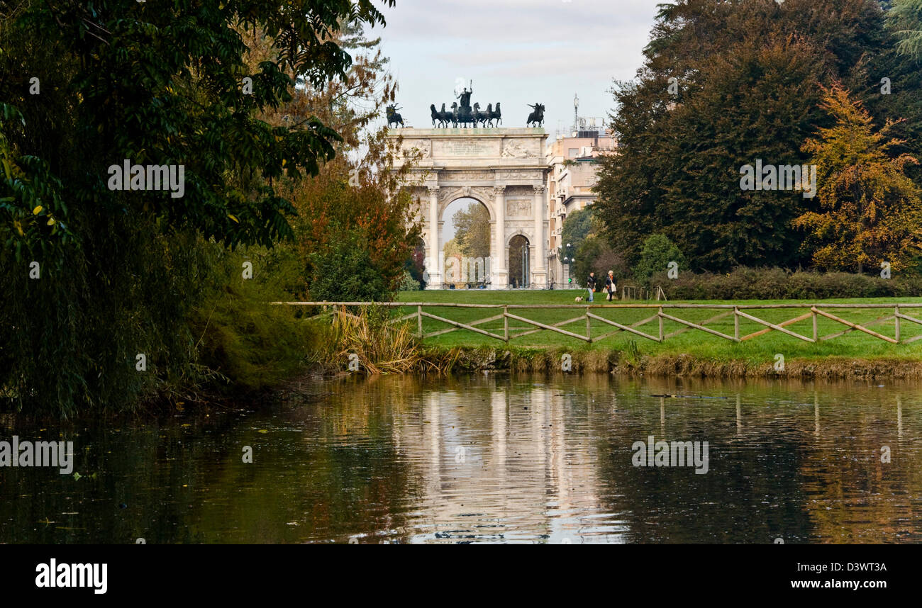Arco della pace (Arch of Peace) in Parco Sempione Milan Milano Lombardy Italy Europe Stock Photo