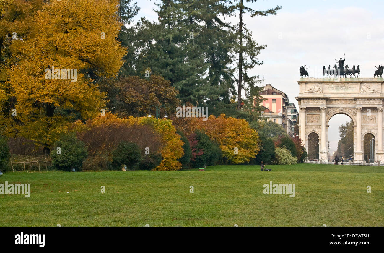 Arco della pace (Arch of Peace) in Parco Sempione Milan Milano Lombardy Italy Europe Stock Photo