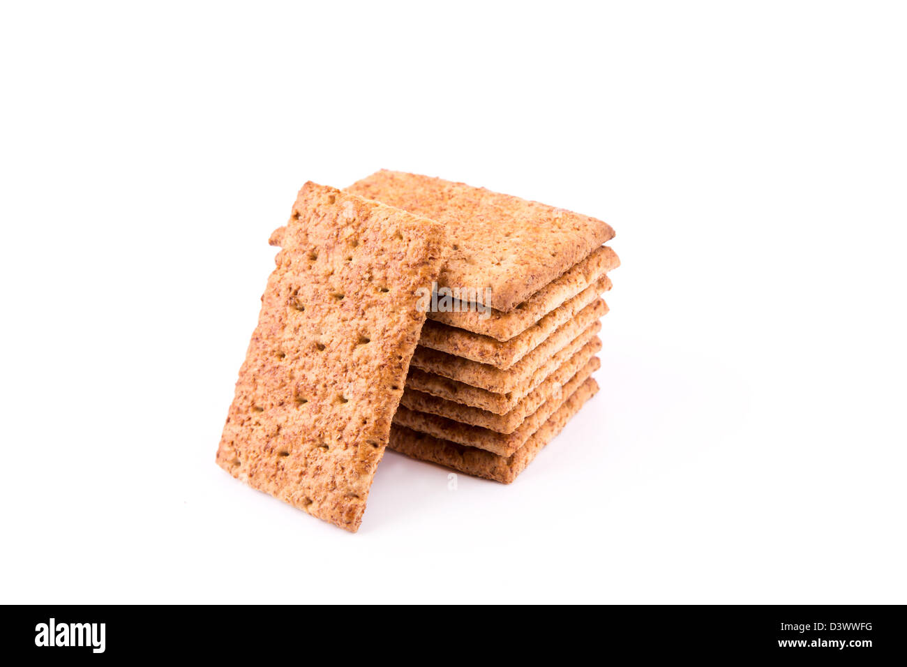 Wholesome biscuits with cereal isolated on white. Healthy diet concept. Stock Photo