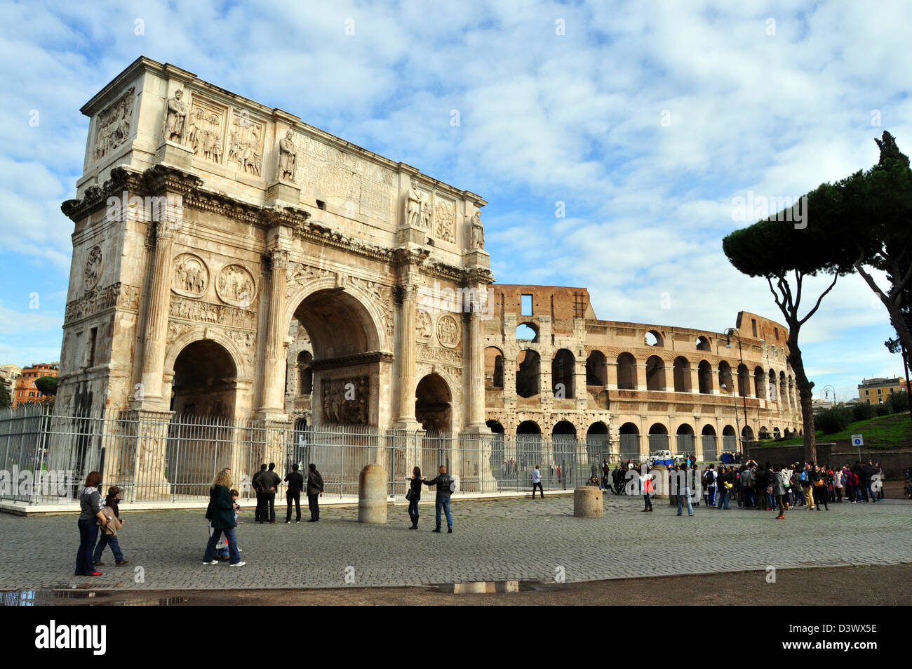 Roman Forum in front of the Colosseum, Rome Italy Stock Photo