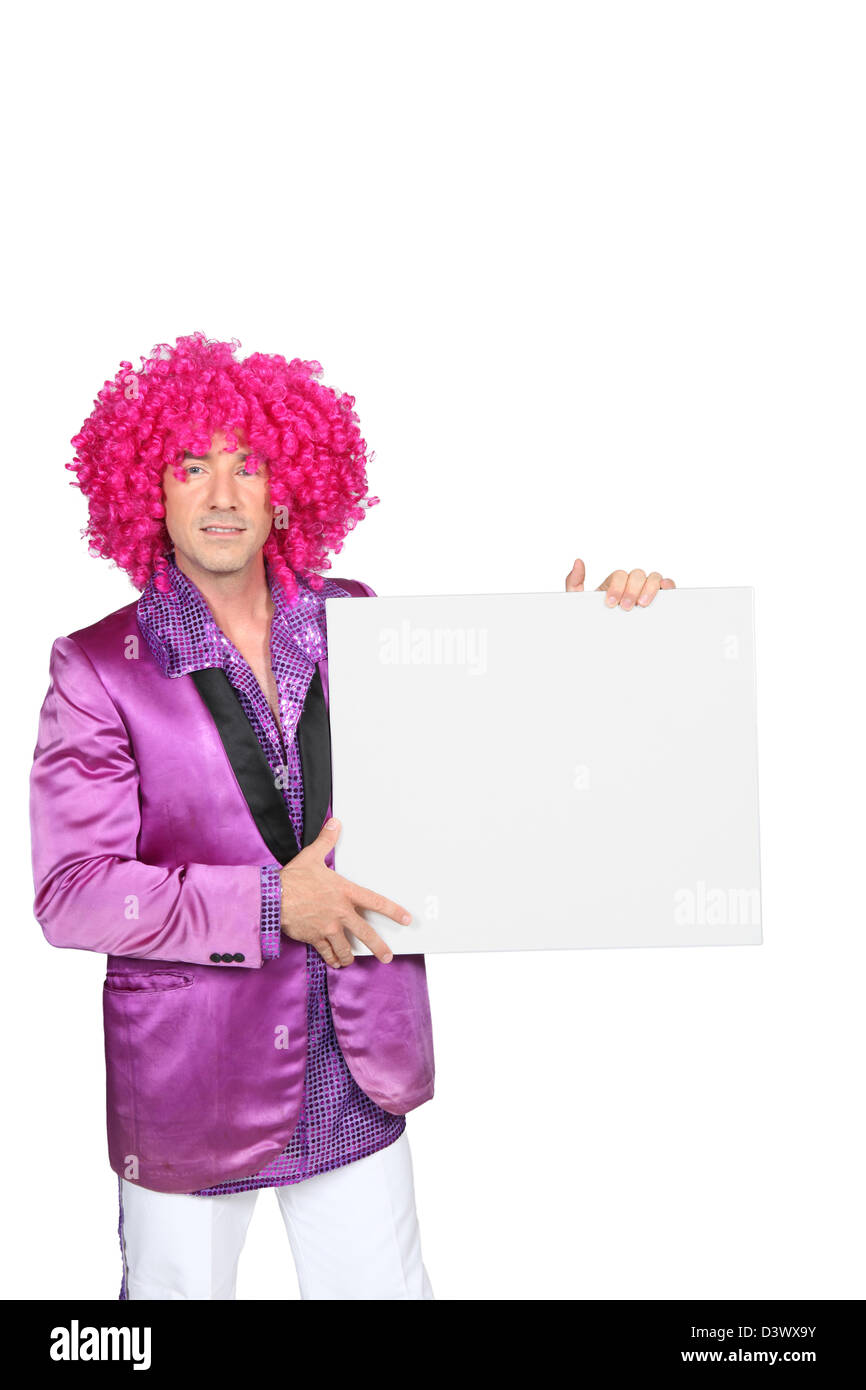 Man with a pink wig Stock Photo