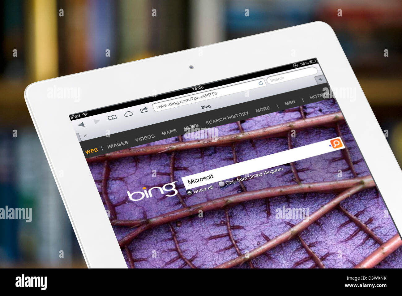 Bing search viewed on a 4th generation iPad Stock Photo