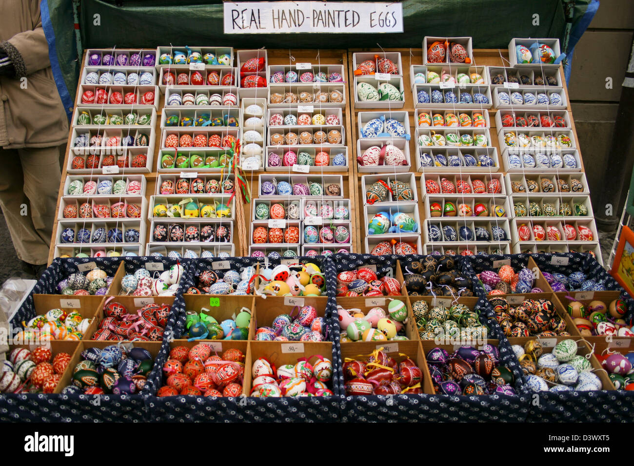 Real hand painted easter eggs, Czech Republic Prague market Stock