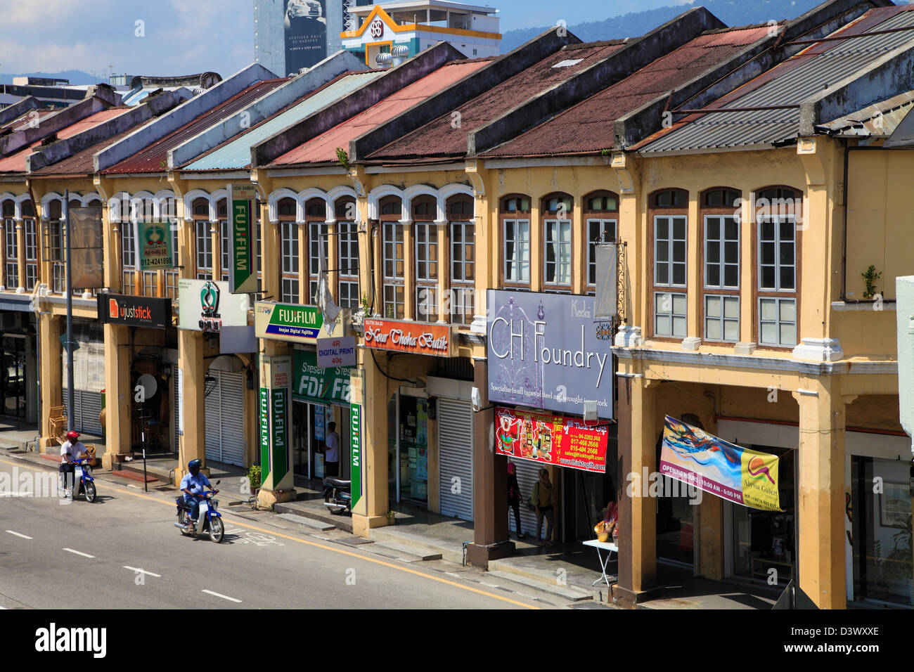 Malaysia; Penang; typical shophouses, street scene Stock