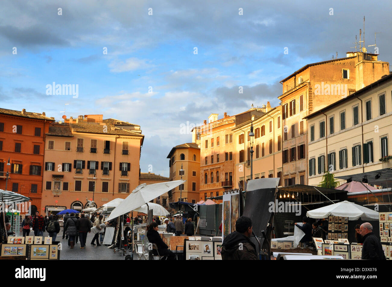 Piazza Navona Square,in late Autumn sunshine, Rome, Italy. Stock Photo