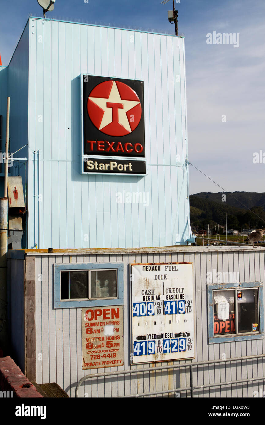 Texaco marine refueling dock at star port Pillar point harbor, Half Moon Bay California Stock