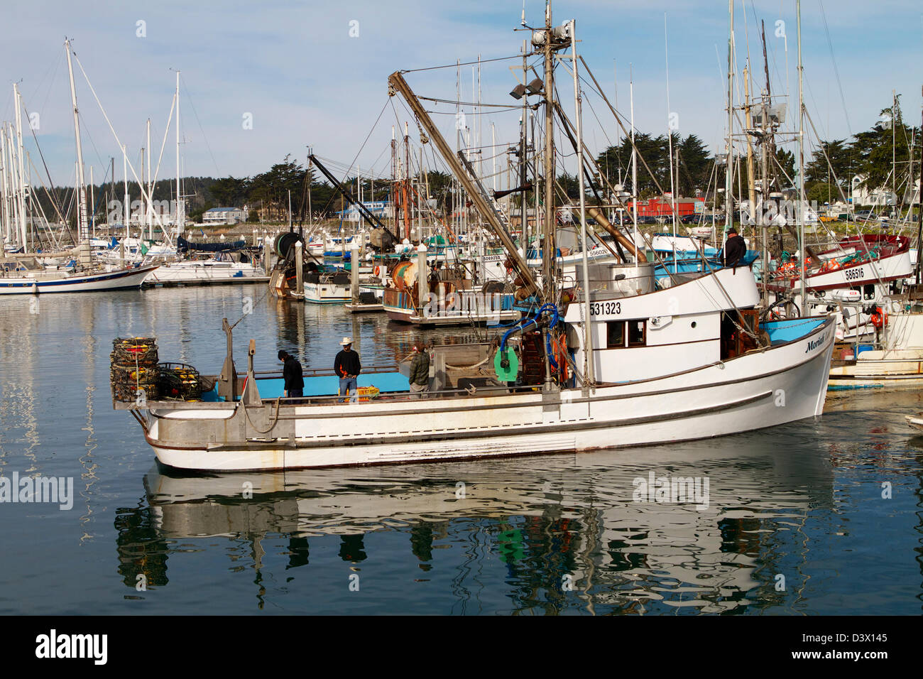Crab fishing boat at pillar point harbor in Half Moon bay California