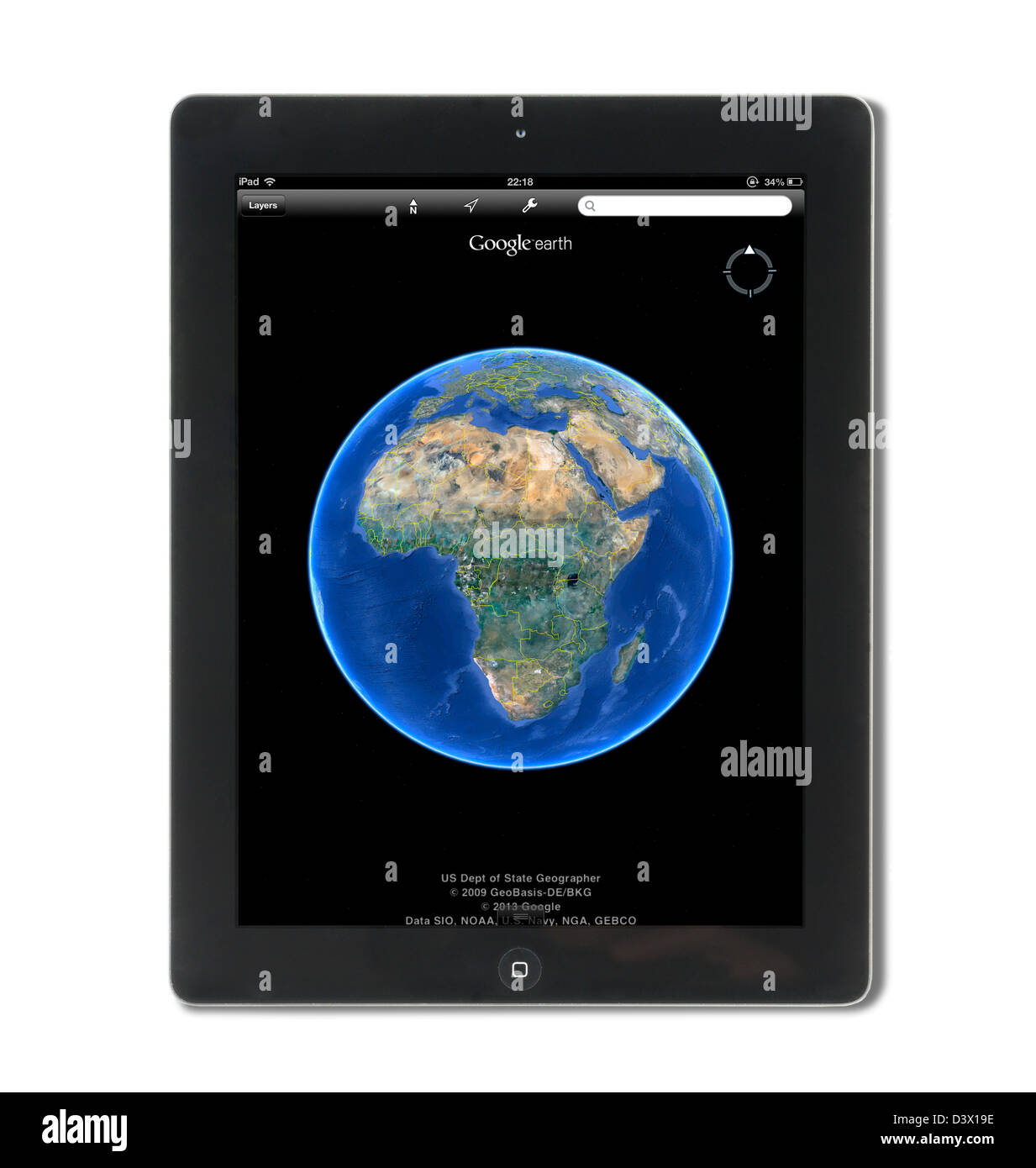 Google earth viewed on a 4th generation iPad Stock Photo