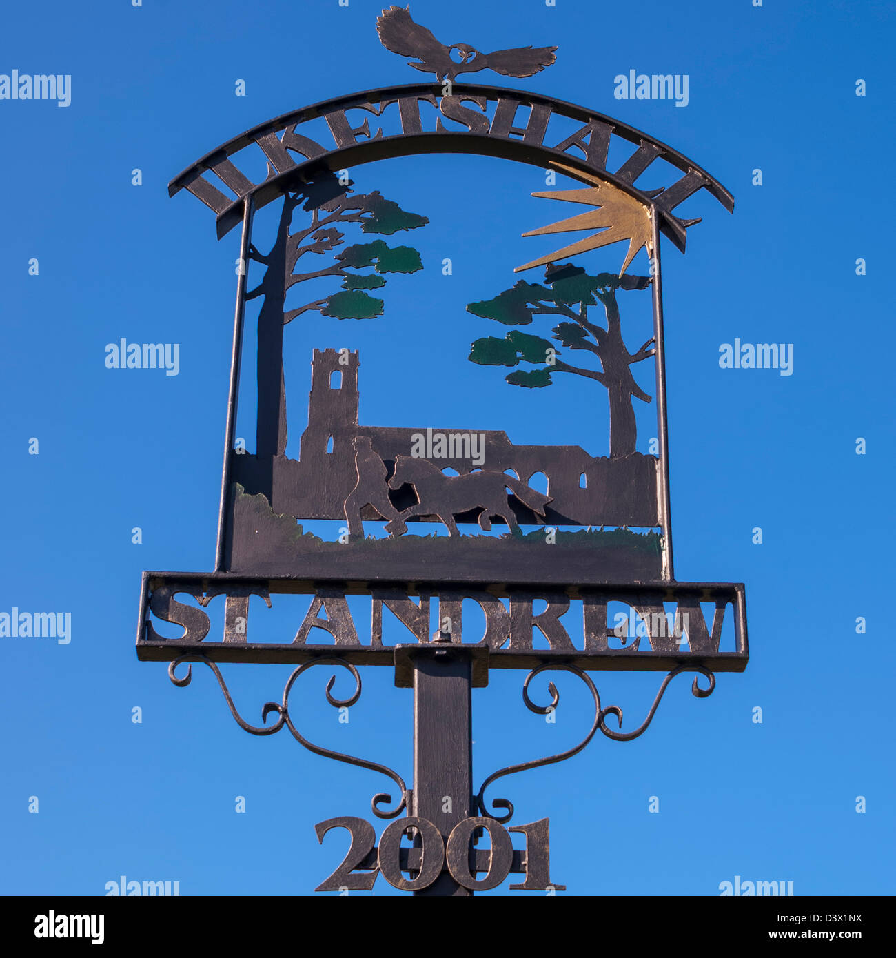 The Ilketshall St. Andrew village sign in Suffolk , England , Britain , Uk Stock Photo