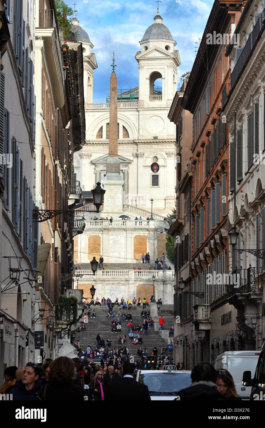 Spanish Steps, Piazza di Spagna, Rome,  viewed from the Via della Carrozze Stock Photo