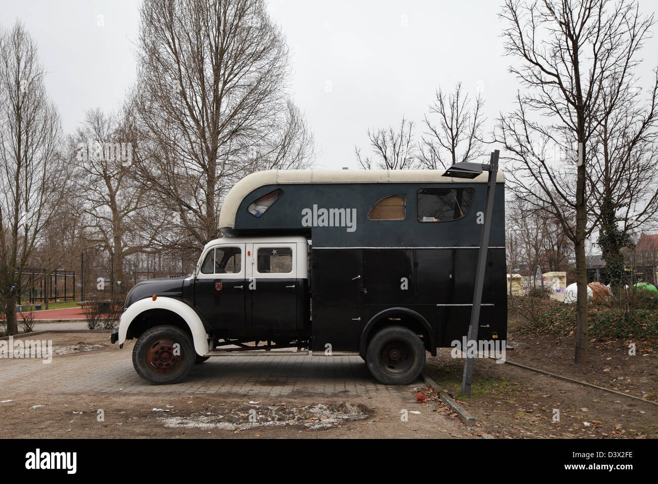 Berlin, Germany, as a converted camper truck in Berlin-Rummelsburg Stock Photo