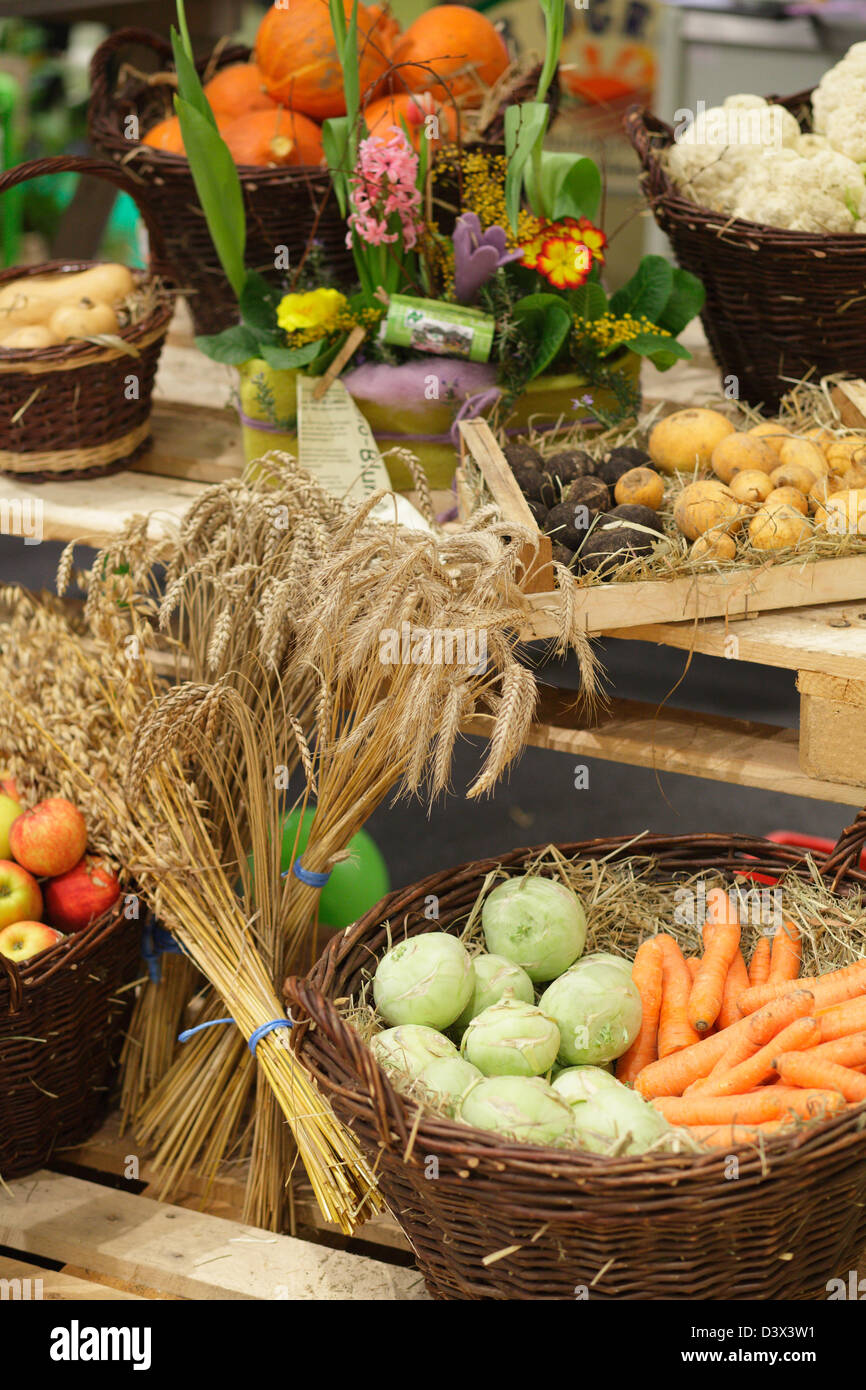 Berlin, Germany, delivery with organic vegetables and Getreideaehren