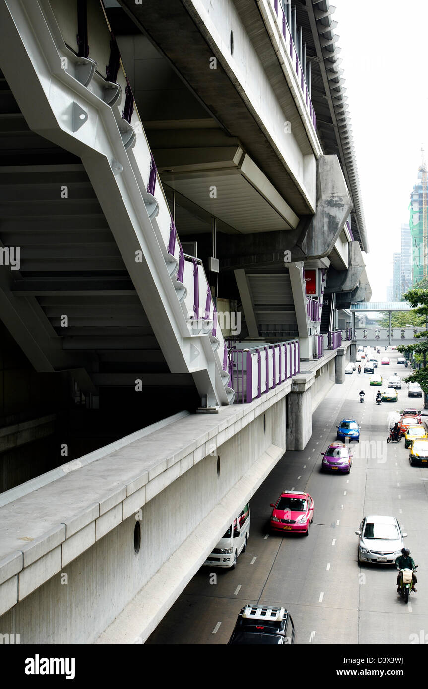 The Bangkok Skytrain Rises Above The Streets Of Bangkok Thailand Stock The Bangkok Skytrain Rises Above The Streets Of Bangkok Thailand Stock