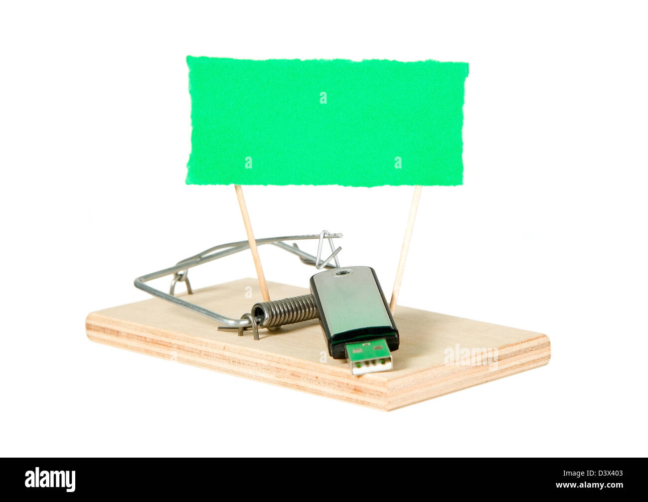Mouse trap with portable driver and paper on it Stock Photo