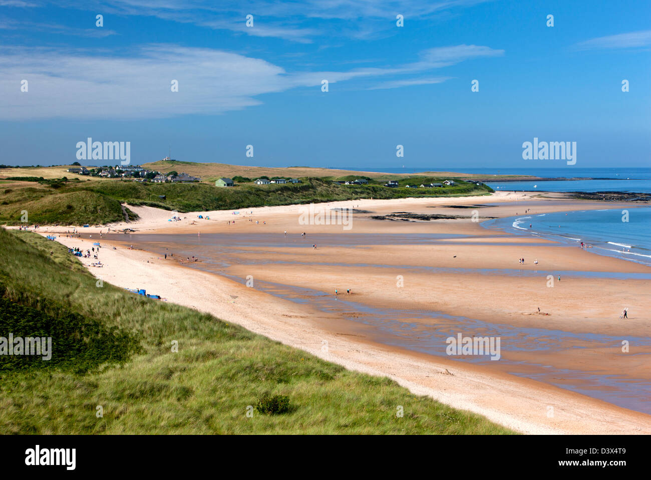 View over Embleton Bay towards Low Newton-by-the-Sea, Northumberland Stock Photo