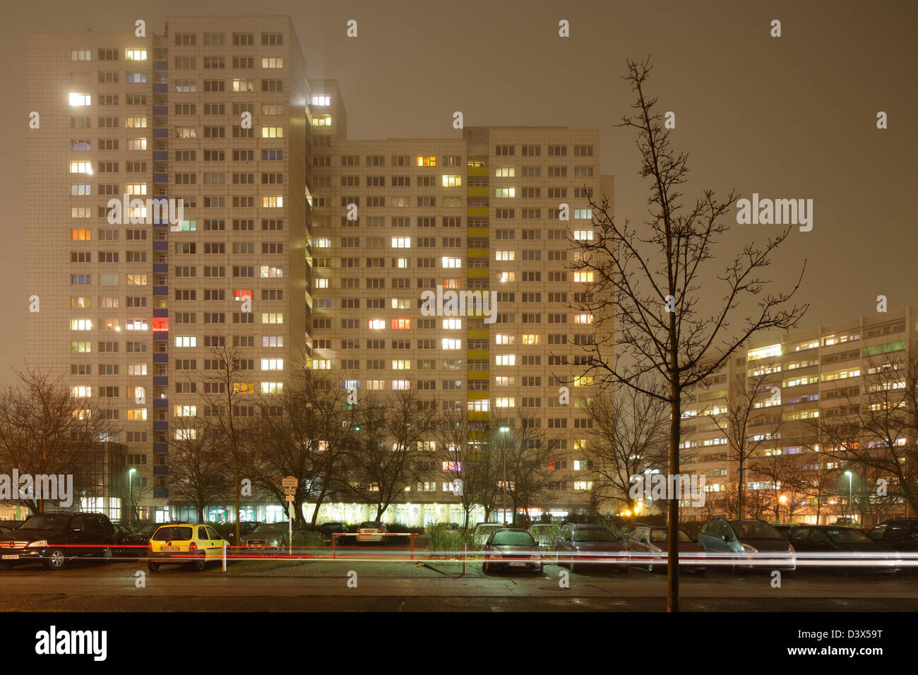Berlin, Germany, prefabricated at night in fog in the SchulzeBoysen