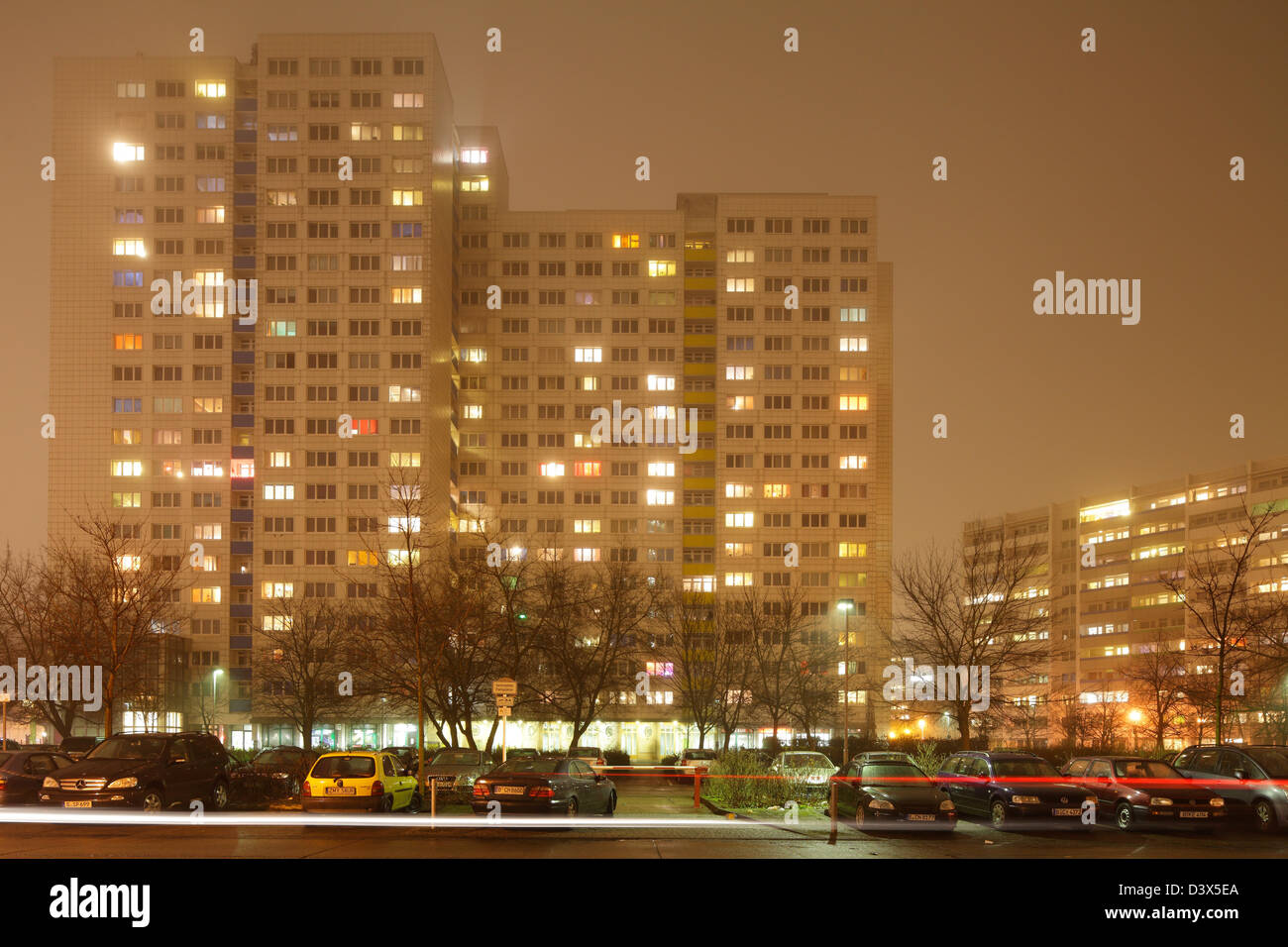 Berlin, Germany, prefabricated at night in fog in the SchulzeBoysen