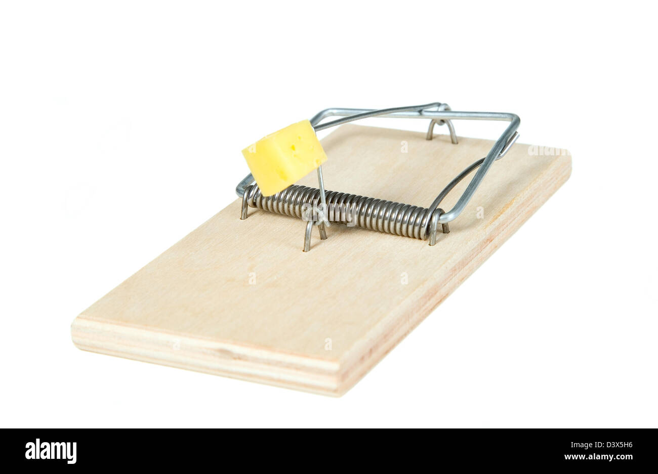 A mouse trap with cheese on it Stock Photo