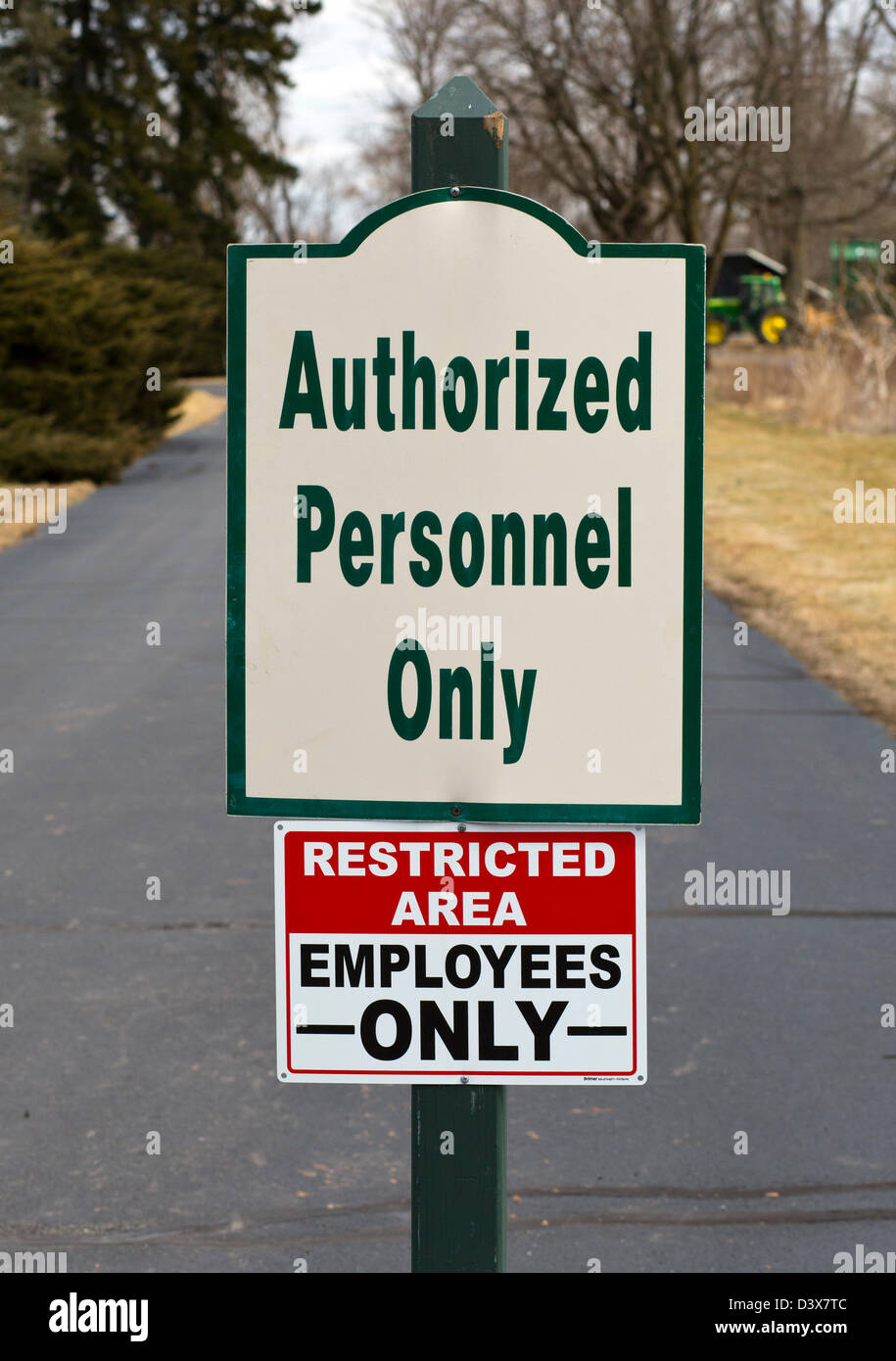 Restricted area sign authorized personnel only. Stock Photo