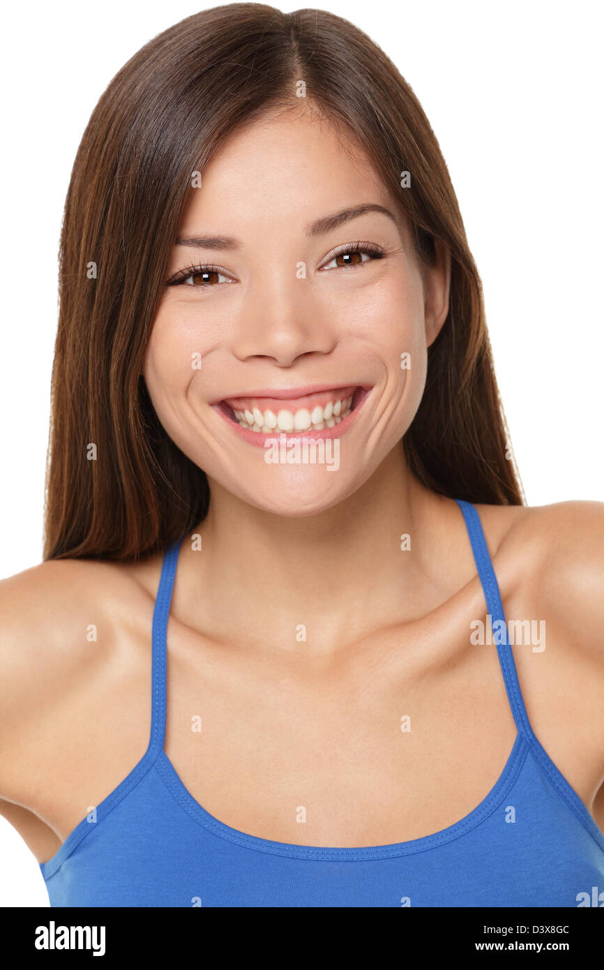 Closeup Portrait Of Happy Mixed Race Caucasian Chinese Asian