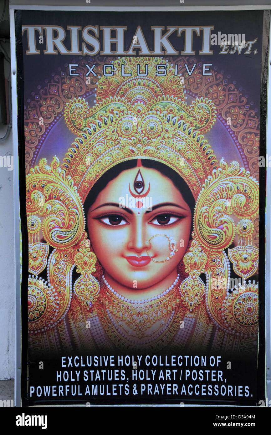 Malaysia, Penang, religious accessories shop sign Stock