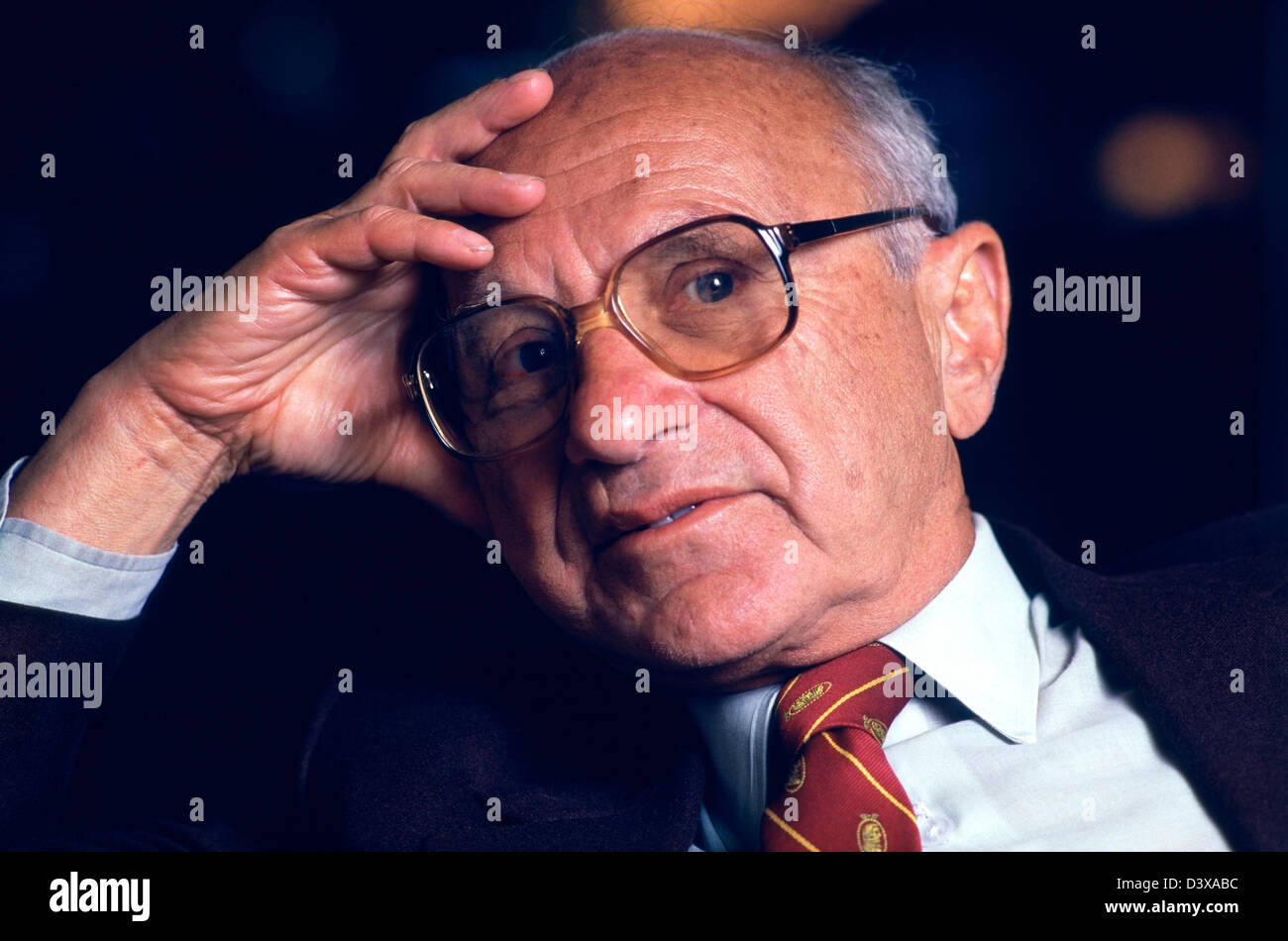 Milton Friedman (1912-2006) the 1976 American Nobel Laureate for Economic Sciences.  Photographed in San Francisco, CA, USA. Stock Photo