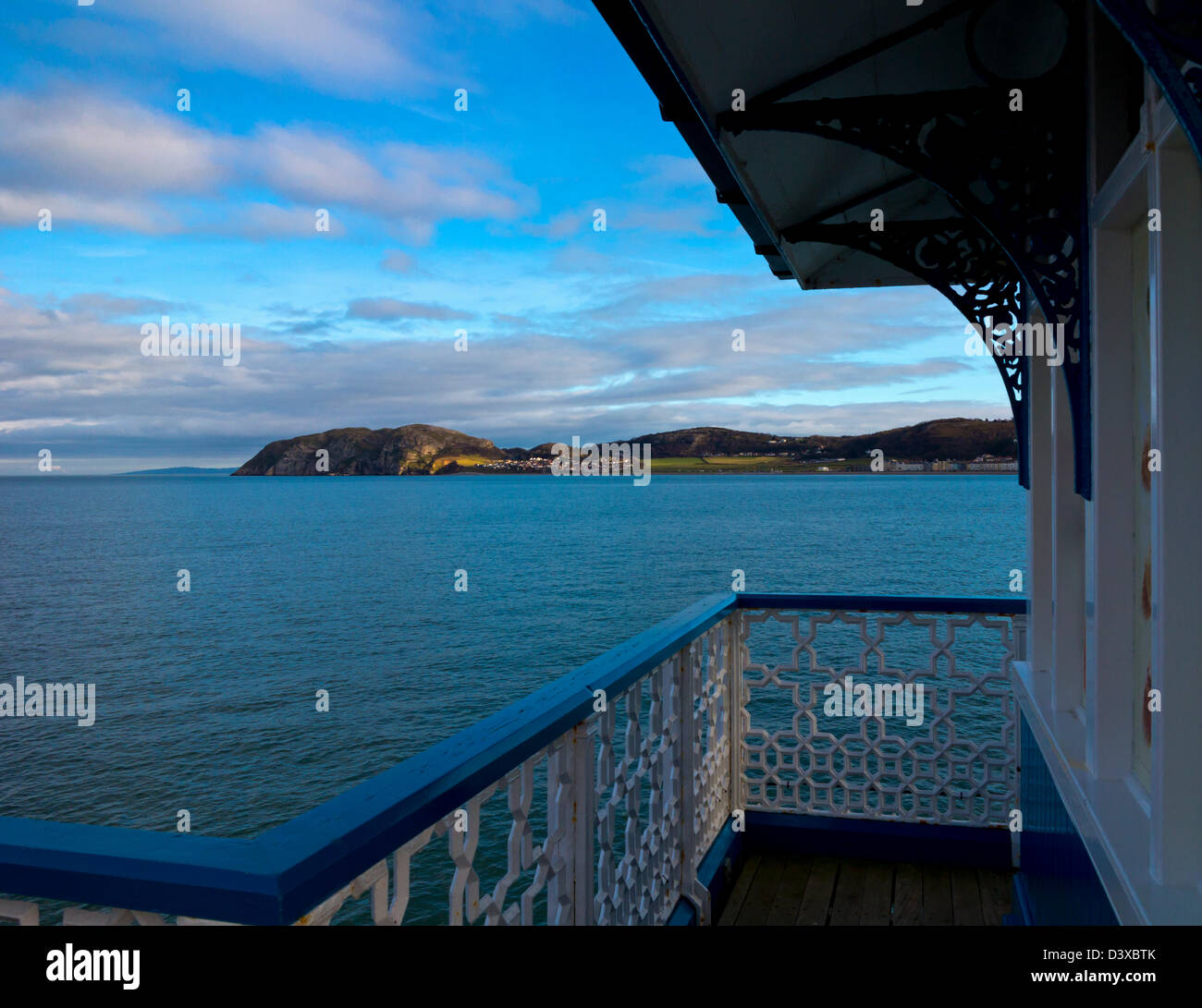 View of the Little Orme limestone headland from Llandudno Pier in Conwy North Wales UK Stock Photo