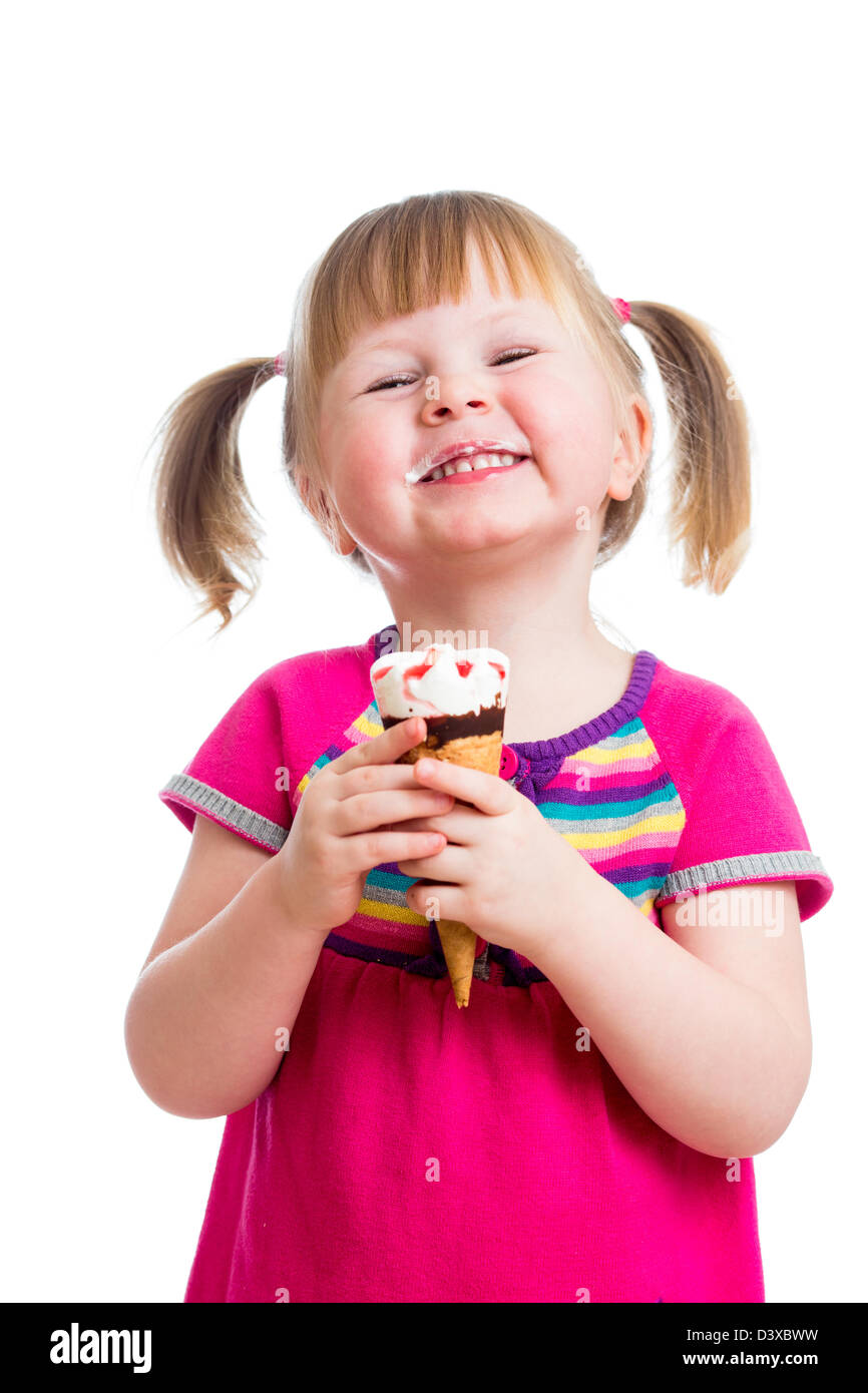 Cute little girl eating ice cream hires stock photography and images
