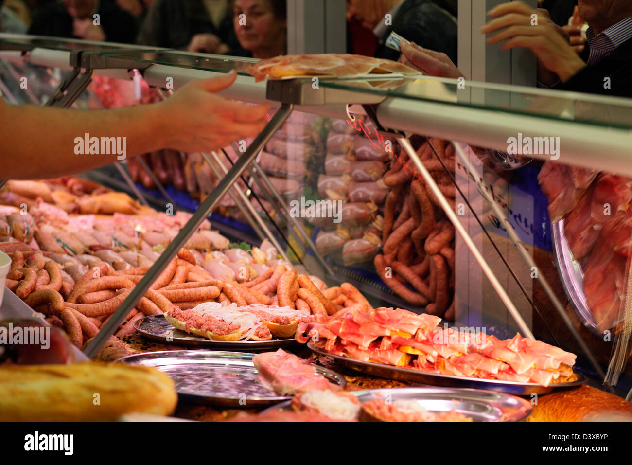 Berlin, Germany, a meat and meat counter at the Green Week Stock Photo