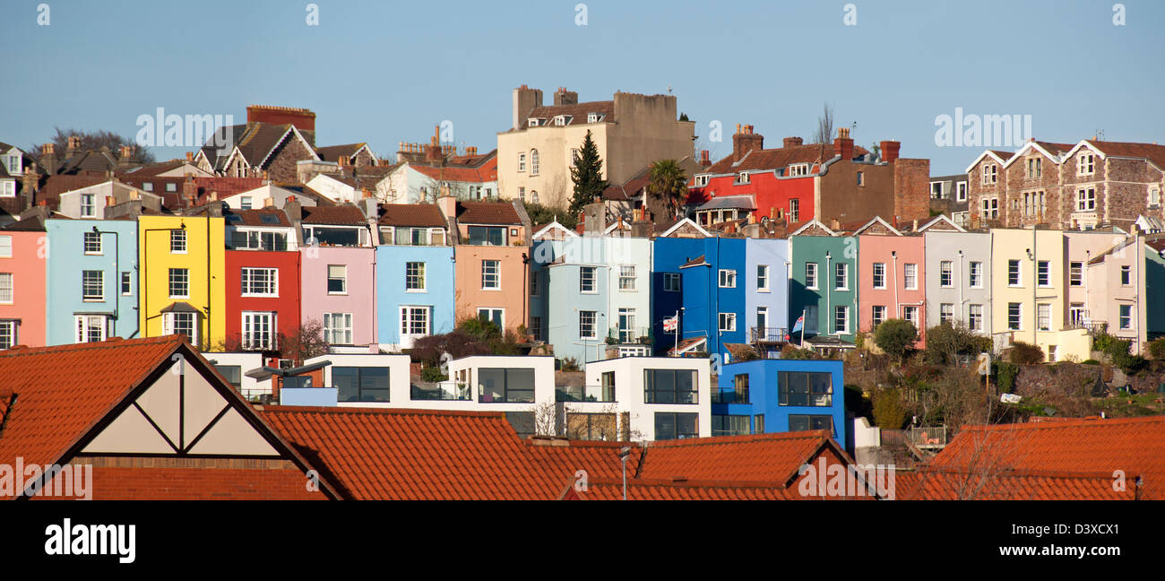 Row of colourful houses close to the harbour, cityscape of Bristol , Bristol, England, United Kingdom, UK Stock Photo