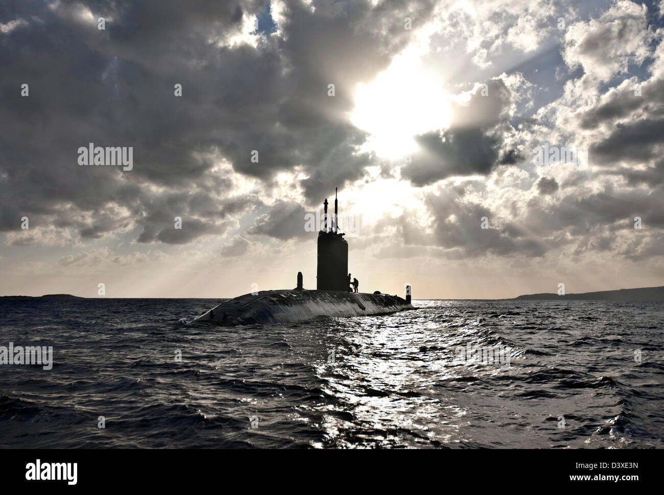 Nuclear Submarine HMS Talent with sunlight on water, Egypt Stock Photo