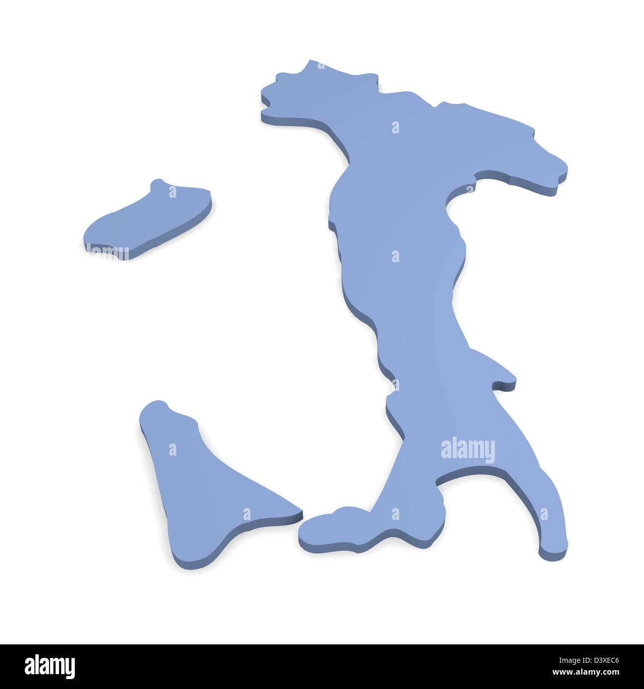 3d map of Italy isolated on a white background Stock Photo