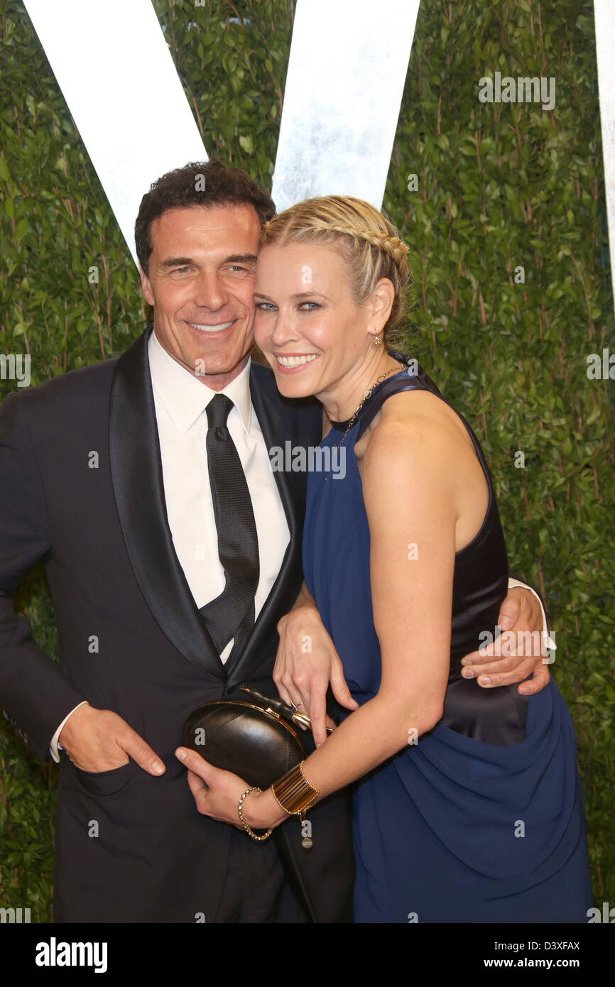 Chelsea Handler (r) and Andre Balazs arrive at the Vanity Fair Oscar Party at Sunset Tower in West Hollywood, Los Angeles, USA, on 24 February 2013. Photo: Hubert Boesl/dpa Stock Photo
