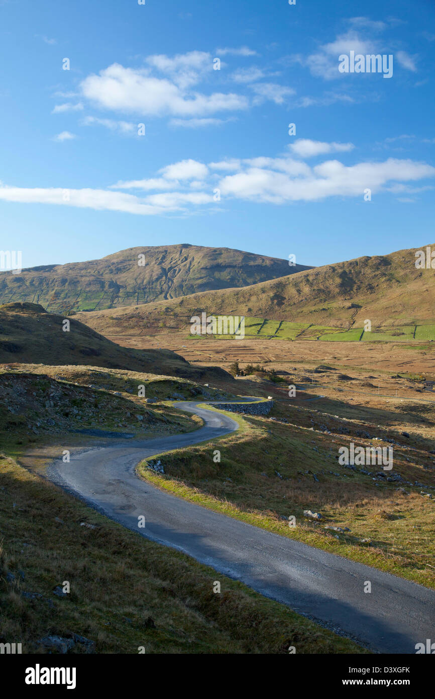 Mountain road near Finny, County Mayo, Ireland. Stock Photo