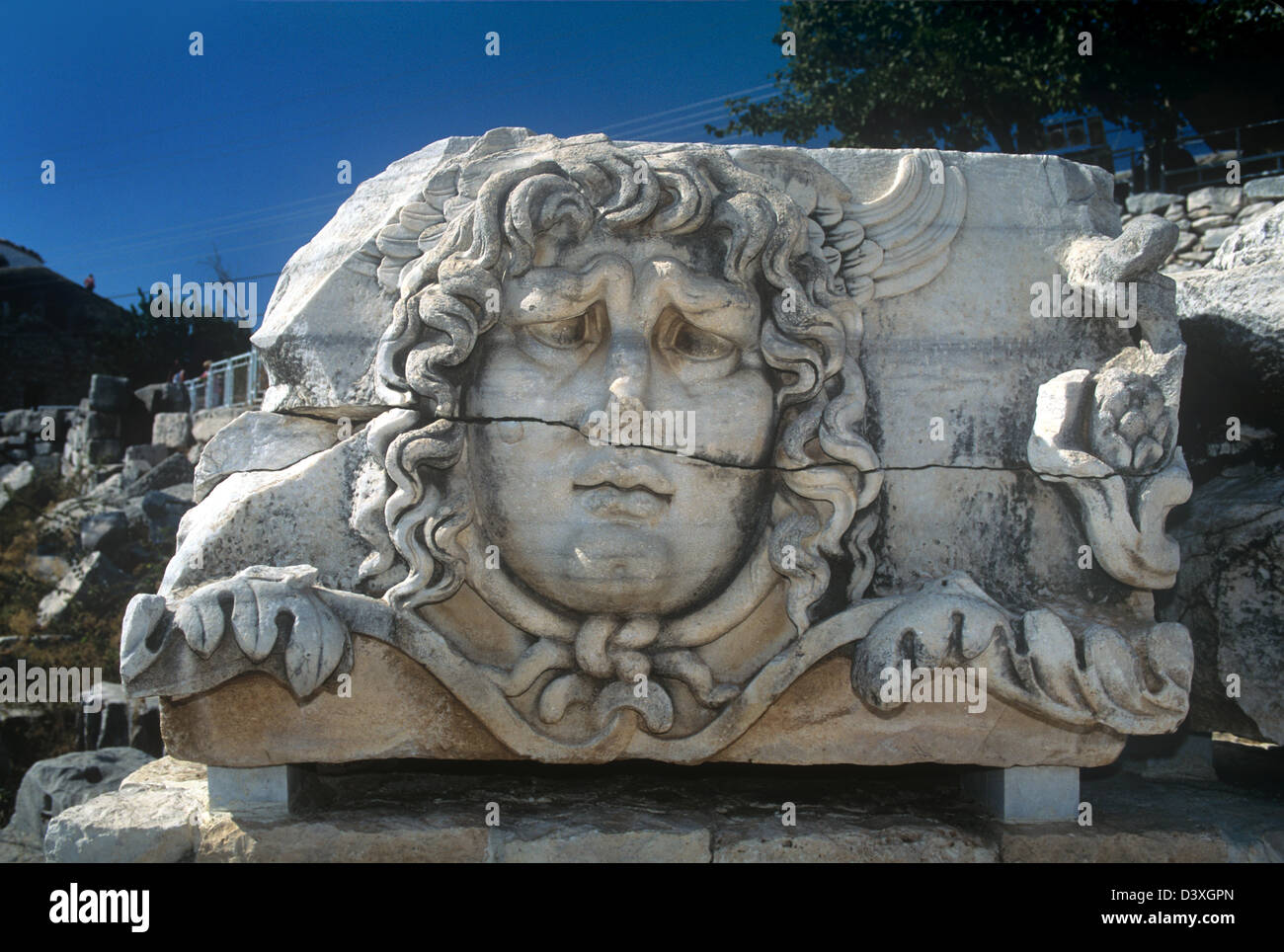 Head of Medusa at Didyma, Turkey Stock Photo