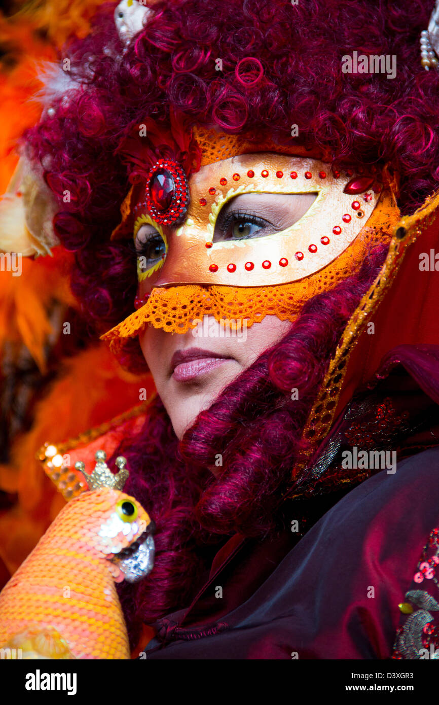 Woman with mask and costume at the Carnival of Venice, Italy, Venice Stock Photo