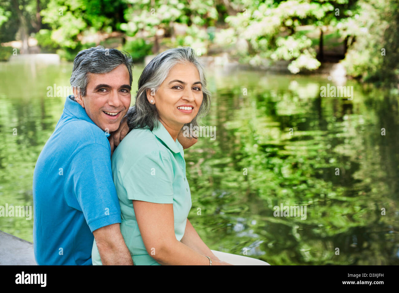 Portrait of a mature couple smiling, Lodi Gardens, New Delhi, India Stock Photo