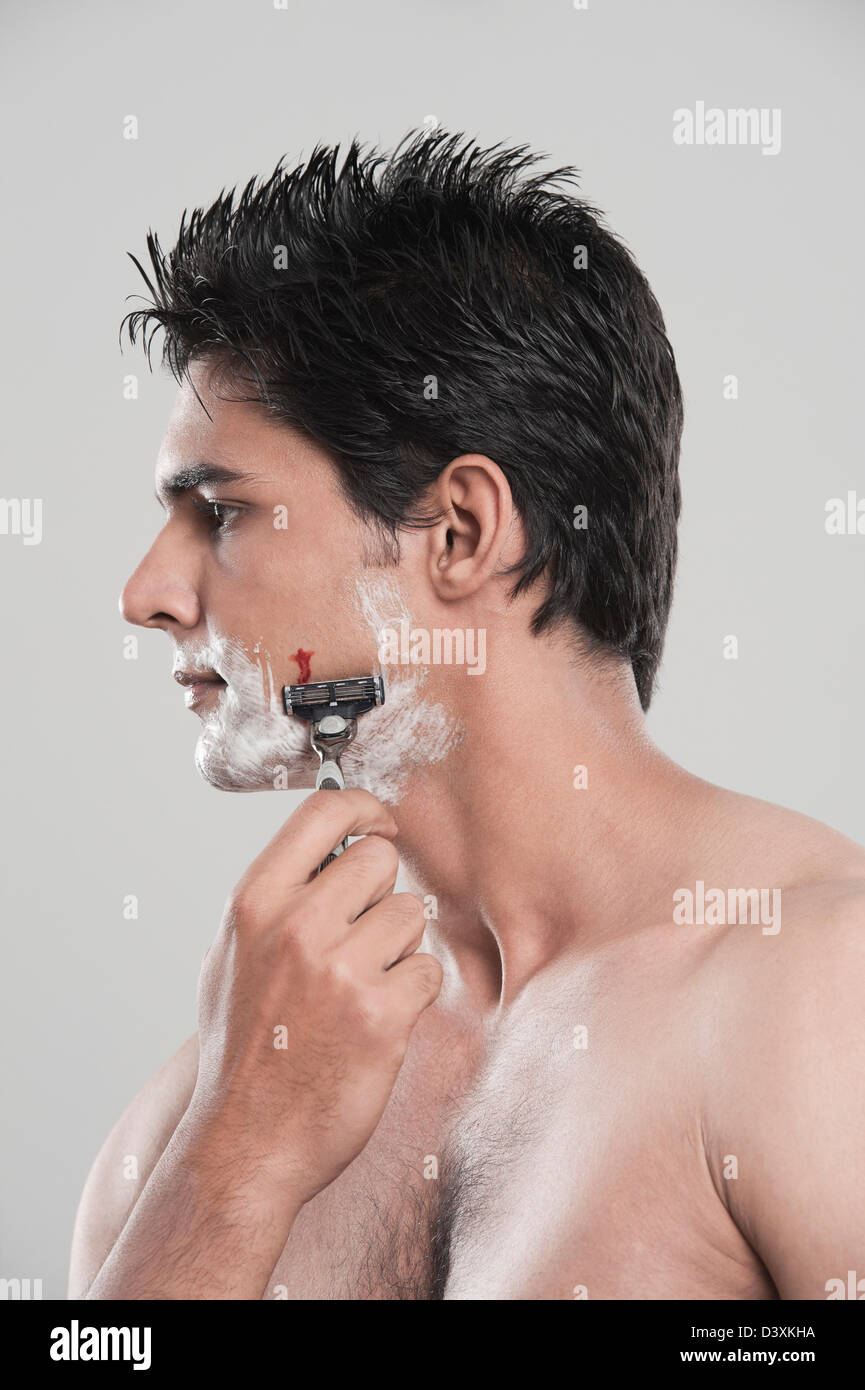 Man with shaving cut Stock Photo Alamy