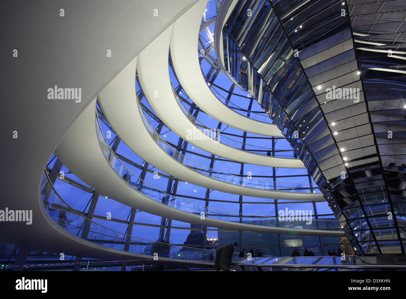 Berlin, Germany, visitors in the evening in the Reichstag dome Stock Photo