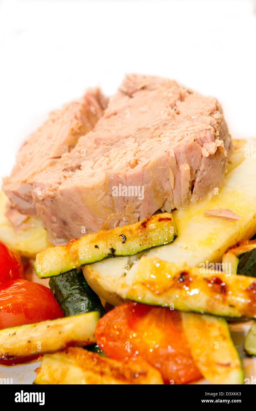 jacket potato with tuna filling Stock Photo Alamy