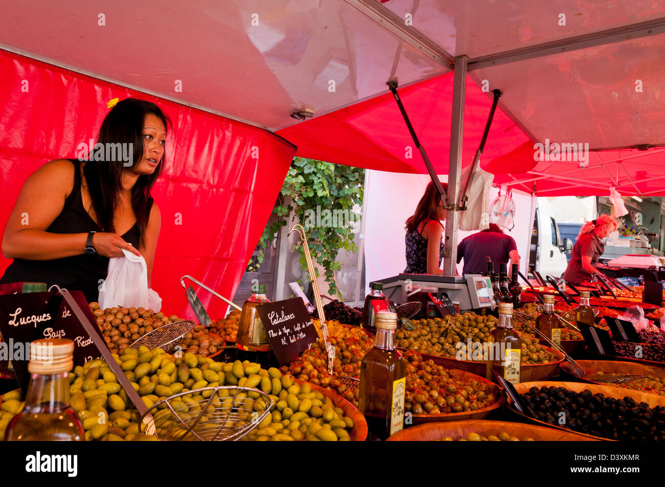 Saturday Market in Gignac, Hérault, Languedoc Roussillon, France Stock Photo