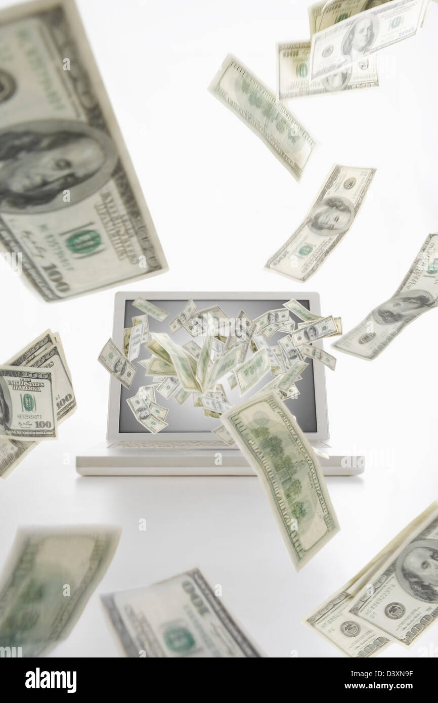 One hundred dollar bills flying hi-res stock photography and images - Alamy