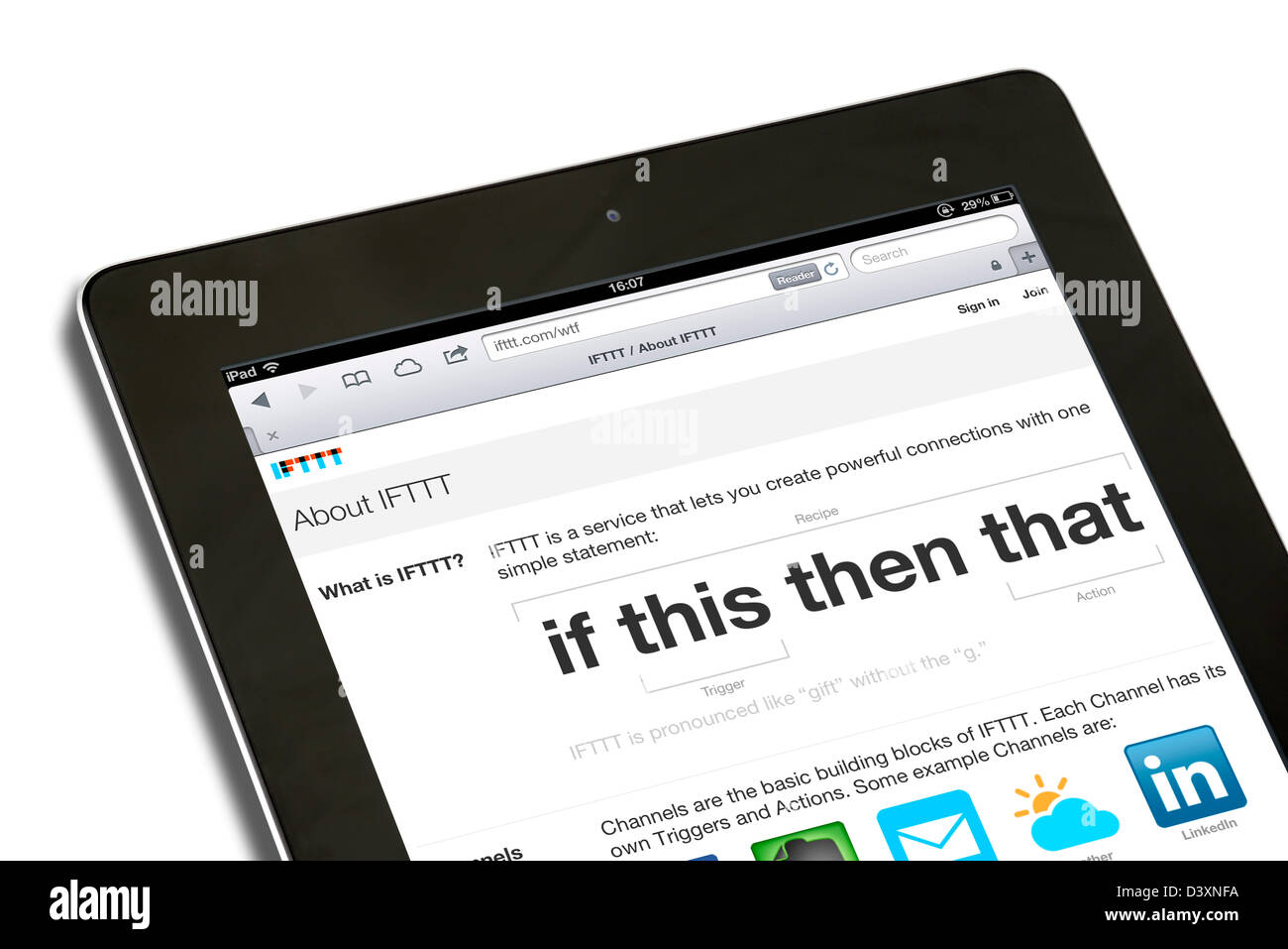 The IFTTT (If This Then That) service on a 4th generation iPad Stock Photo