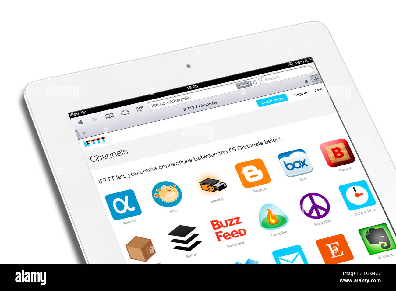 Channels on the IFTTT (If This Then That) service on a 4th generation iPad Stock Photo
