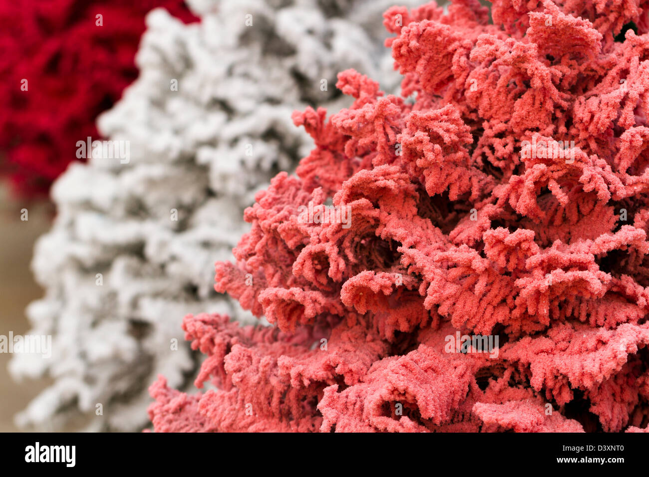 Flocked Christmas Tree with multi colors Stock Photo Alamy
